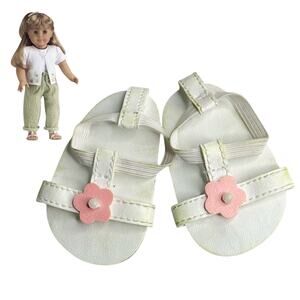 American Girl Doll Shoes Breezy Day Outfit White Sandals Pink Flower Accessories